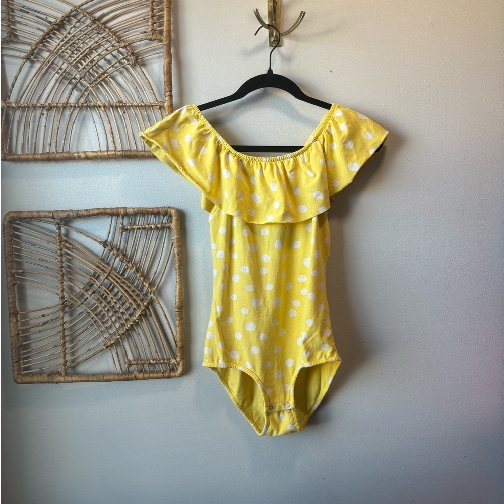 Zara | Kids Yellow Polka Dot On or Off-Shoulder Bodysuit size 13/14